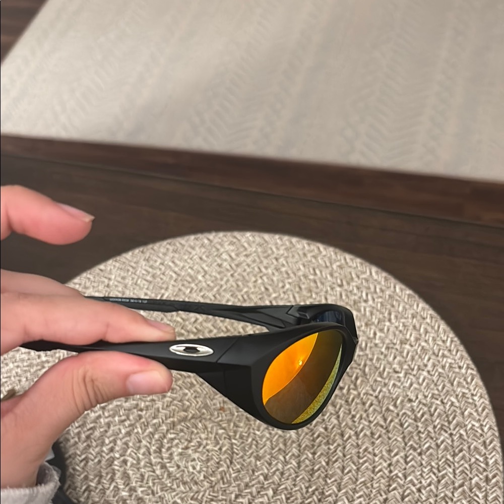 Oakley Eye Jacket Black Sunglasses with Orange-Red Mirrored Lenses - Picture 4 of 8